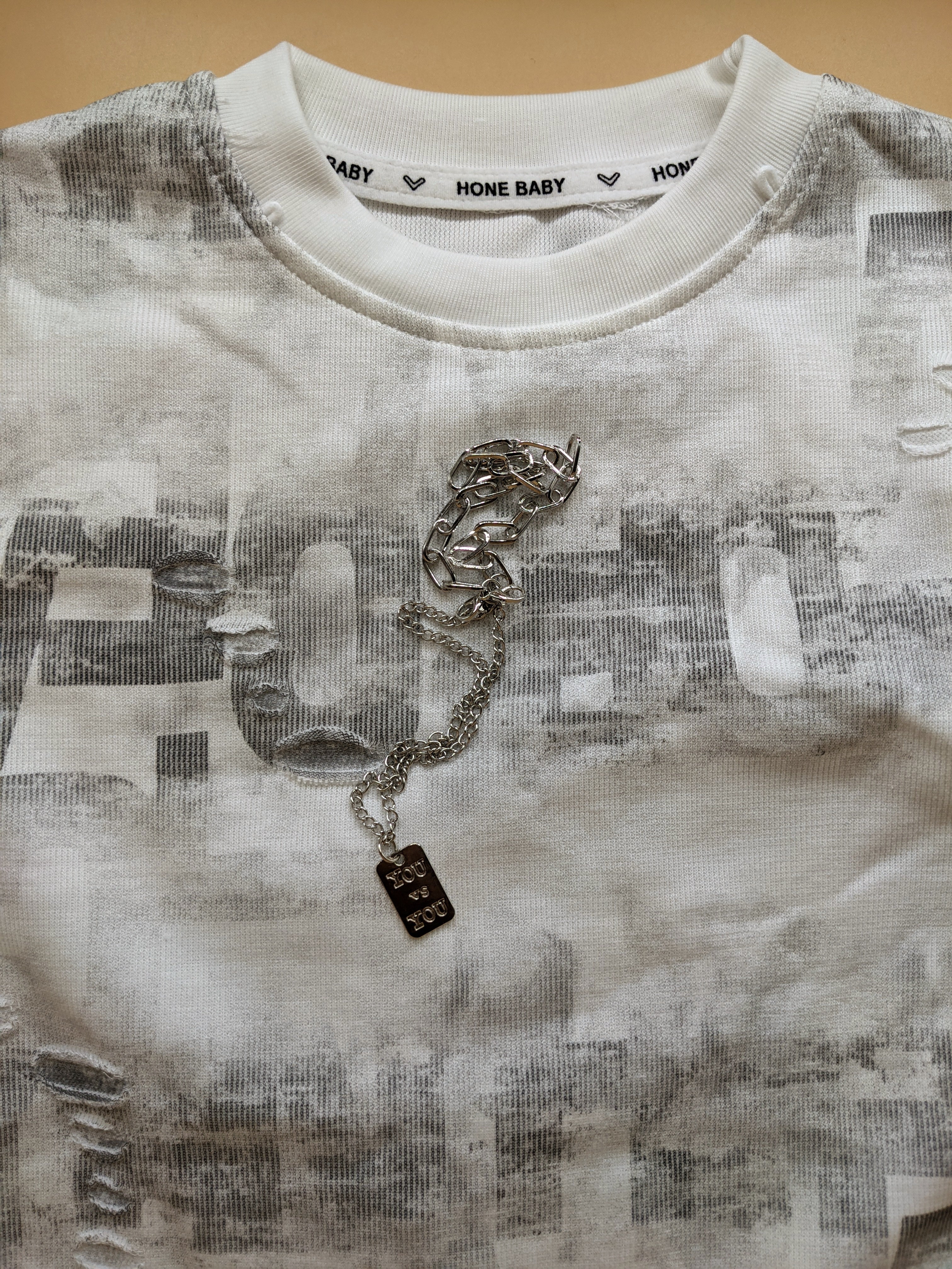 Baby Relaxed Fit Co-Ord Set - White/Grey - Image 5