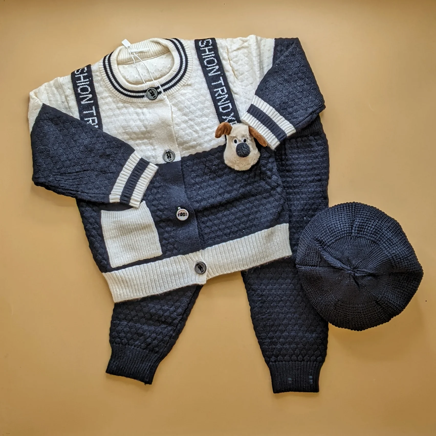 2 Piece Imported Woolen Suit with Cap - Beaver 🦫 - Image 6