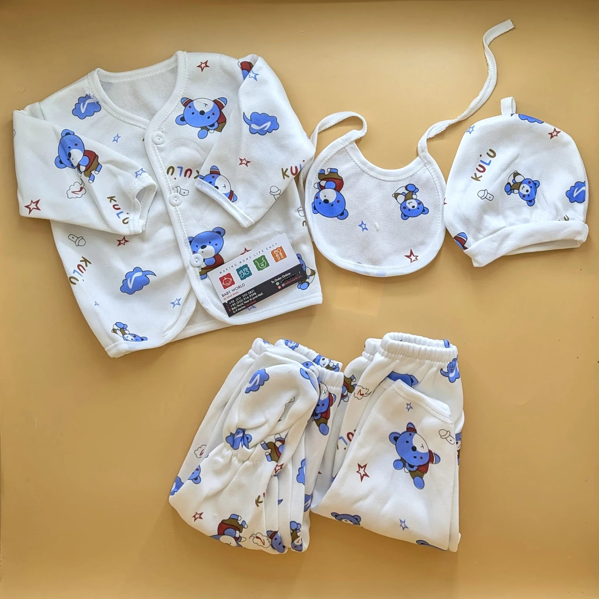 5 Pieces Suit Set - Winter - Bear/Stars - Image 4