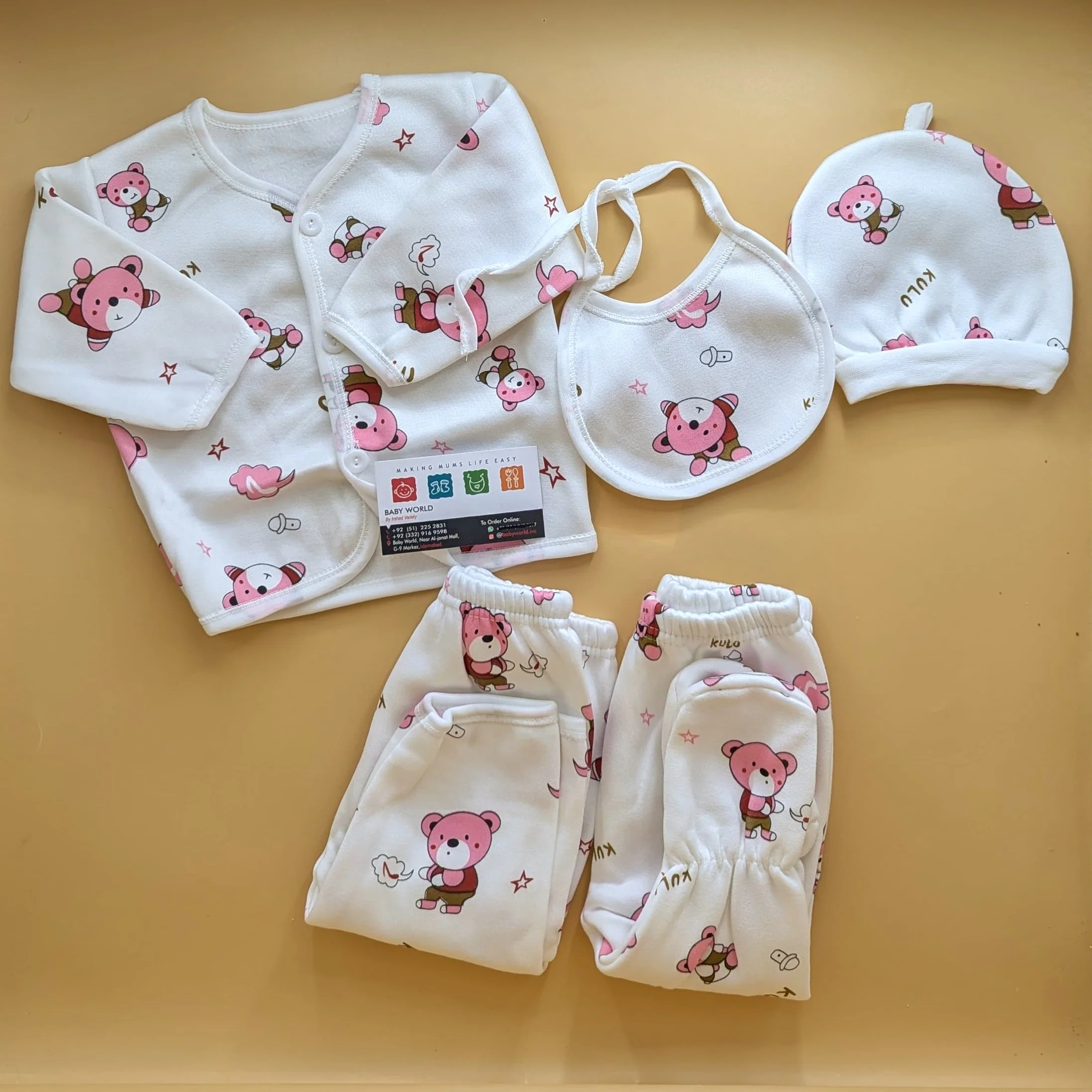 5 Pieces Suit Set - Winter - Bear/Stars - Image 6