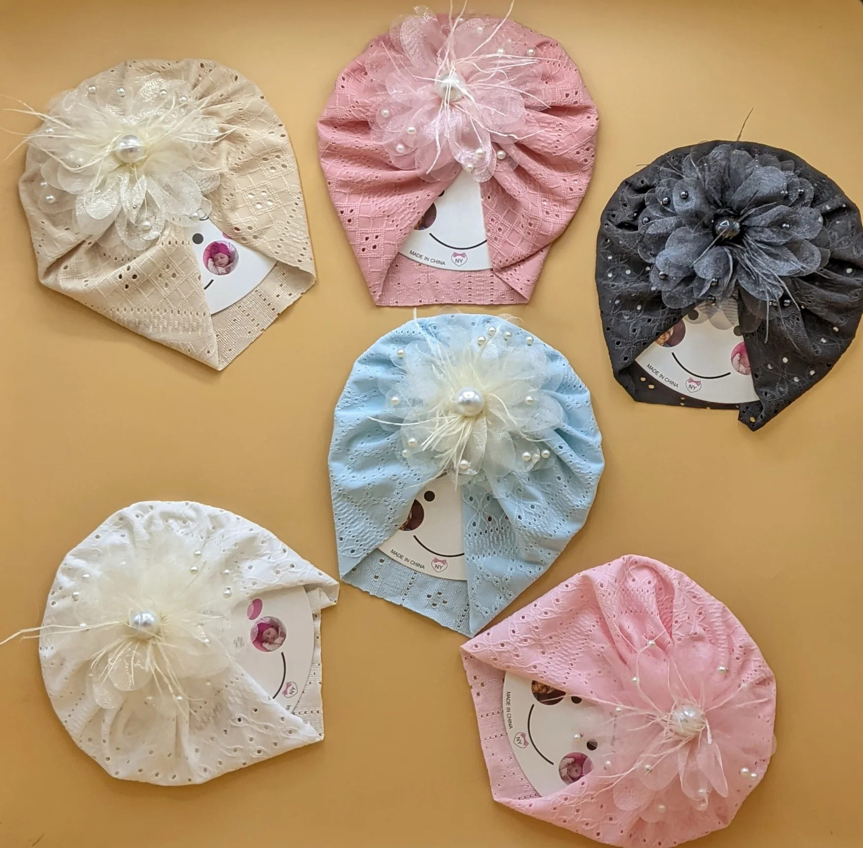 Baby Cap - Floral/Pearls