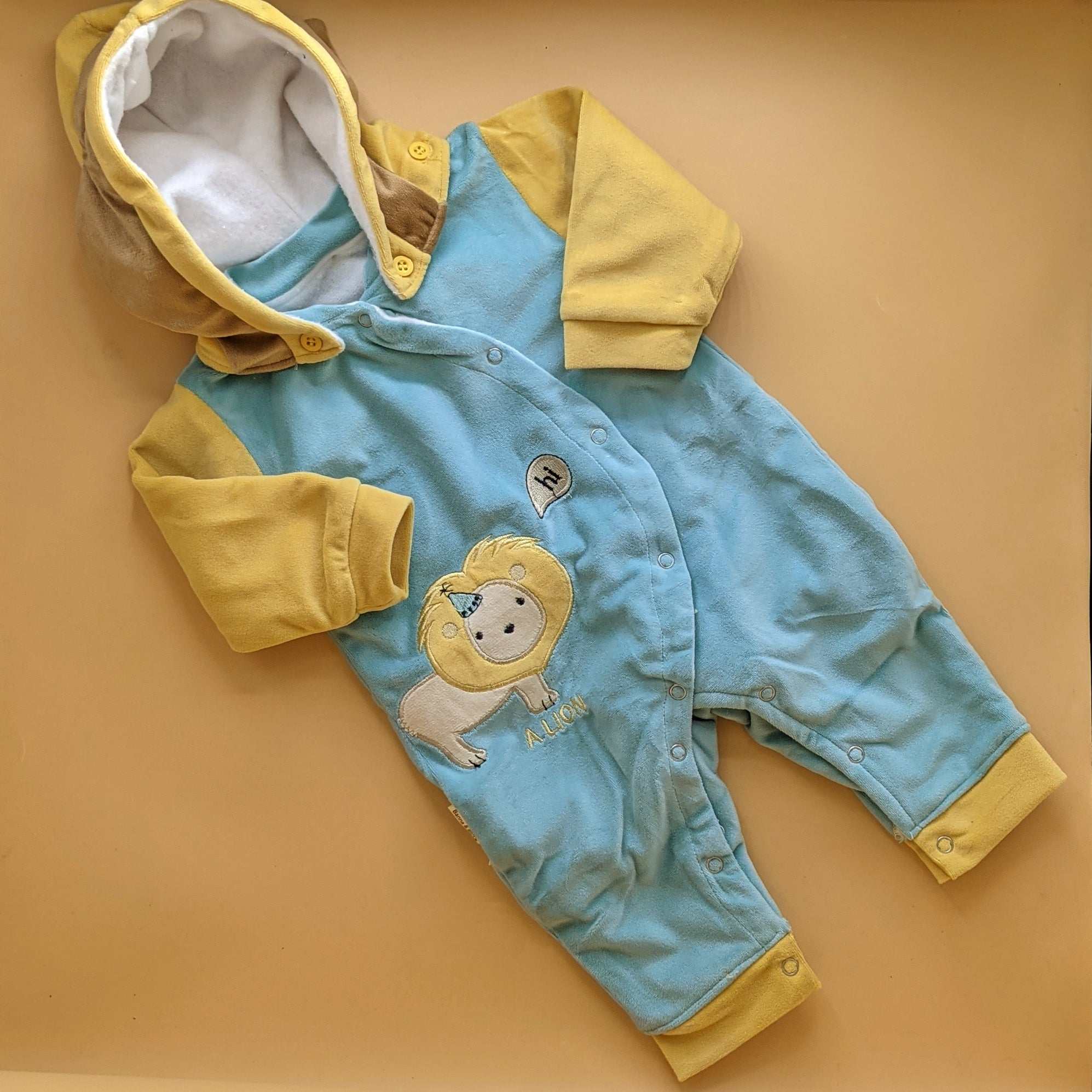 Baby Romper with detachable Cap - Winter - Lion 🦁 - Image 4