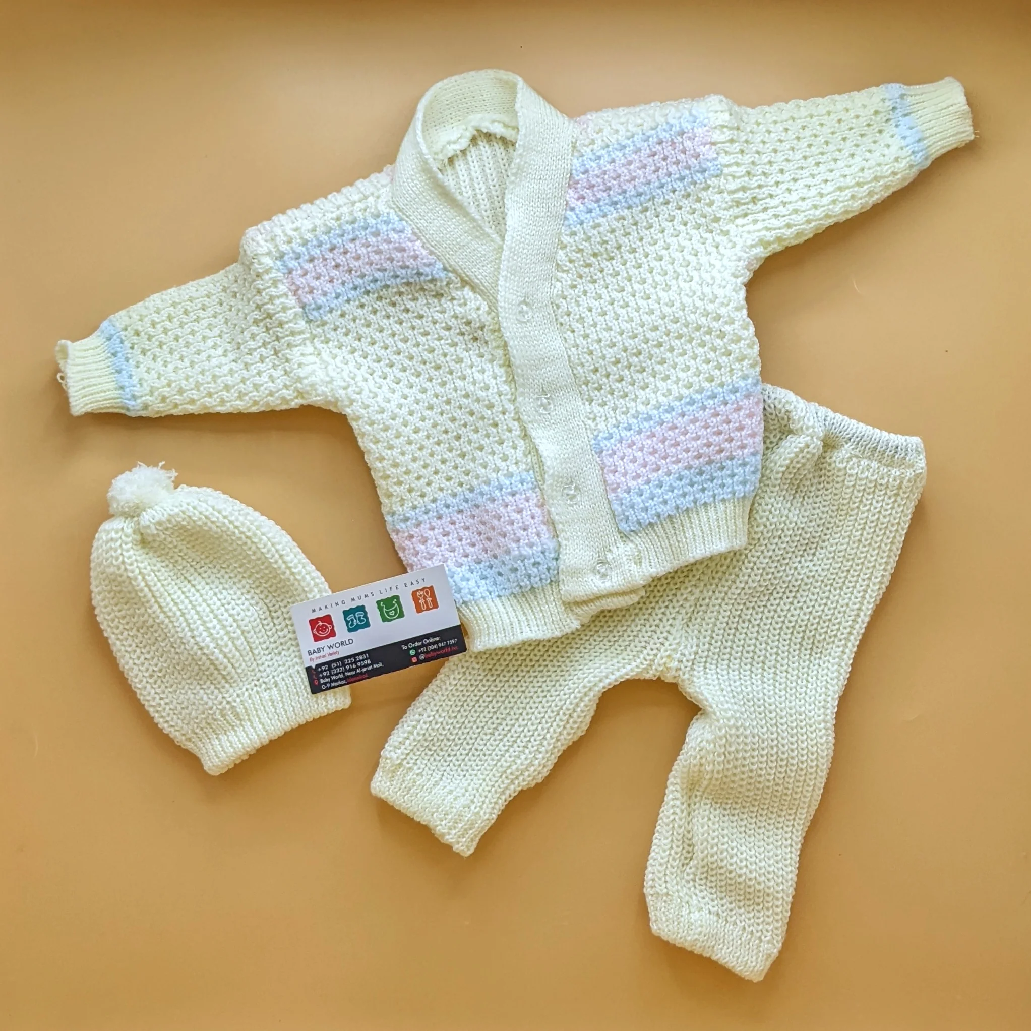 Baby Woolen Knitted Suit with Cap - V-Neck - Winter - Image 9