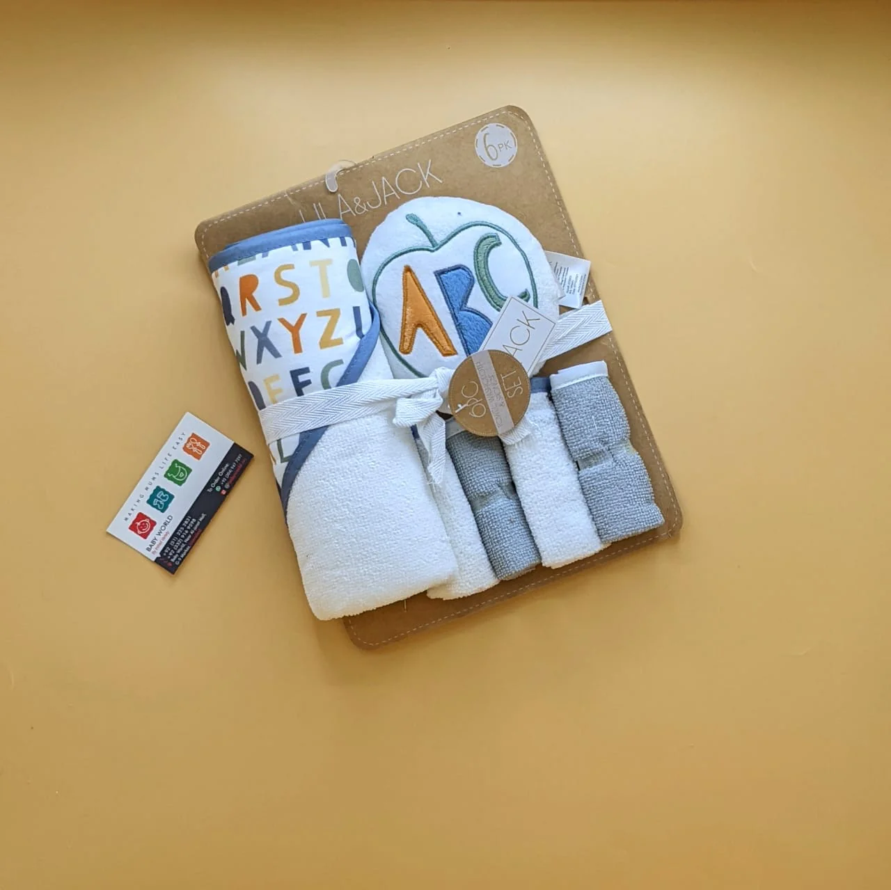Hooded Bath Towel with Face Towels, & Bath Sponge - Image 10