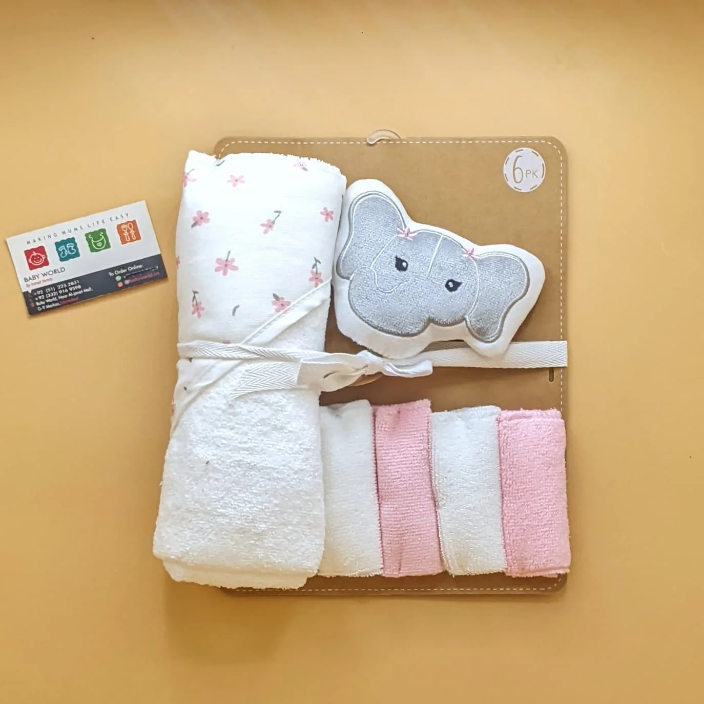 Hooded Bath Towel with Face Towels, & Bath Sponge - Image 20