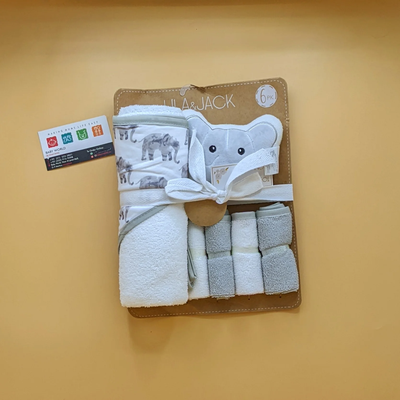 Hooded Bath Towel with Face Towels, & Bath Sponge - Image 5