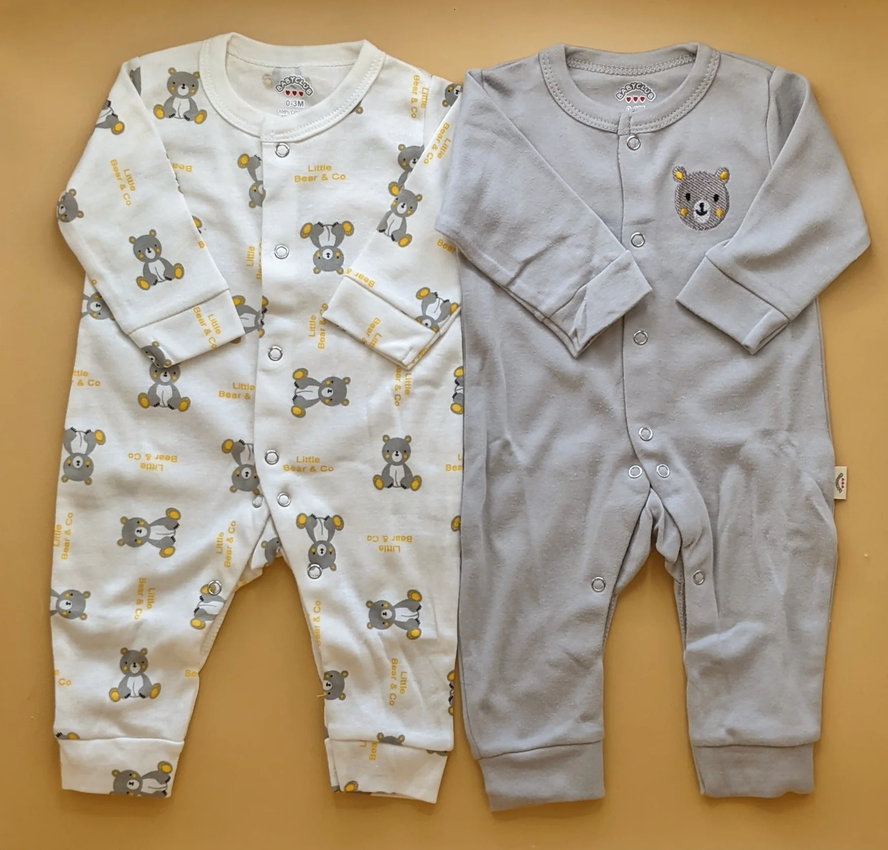 Pack of 2 Rompers - Little Bear 🐻 - White/Grey