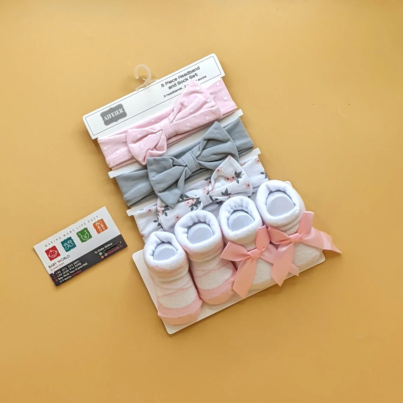 Pack of 3 headbands, & booties set - Image 2