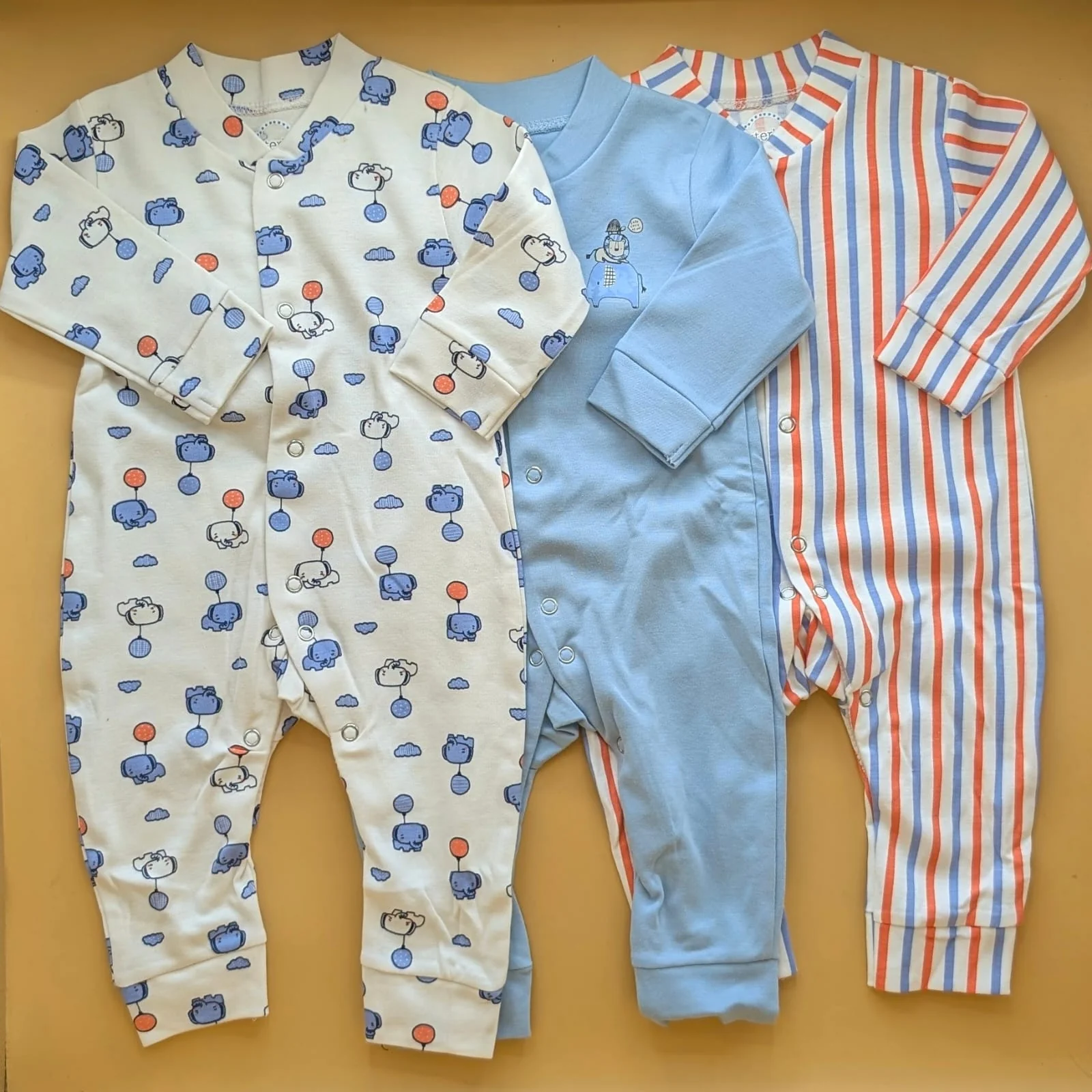 Pack of 3 Rompers - Blue - Elephant/Balloons 🎈