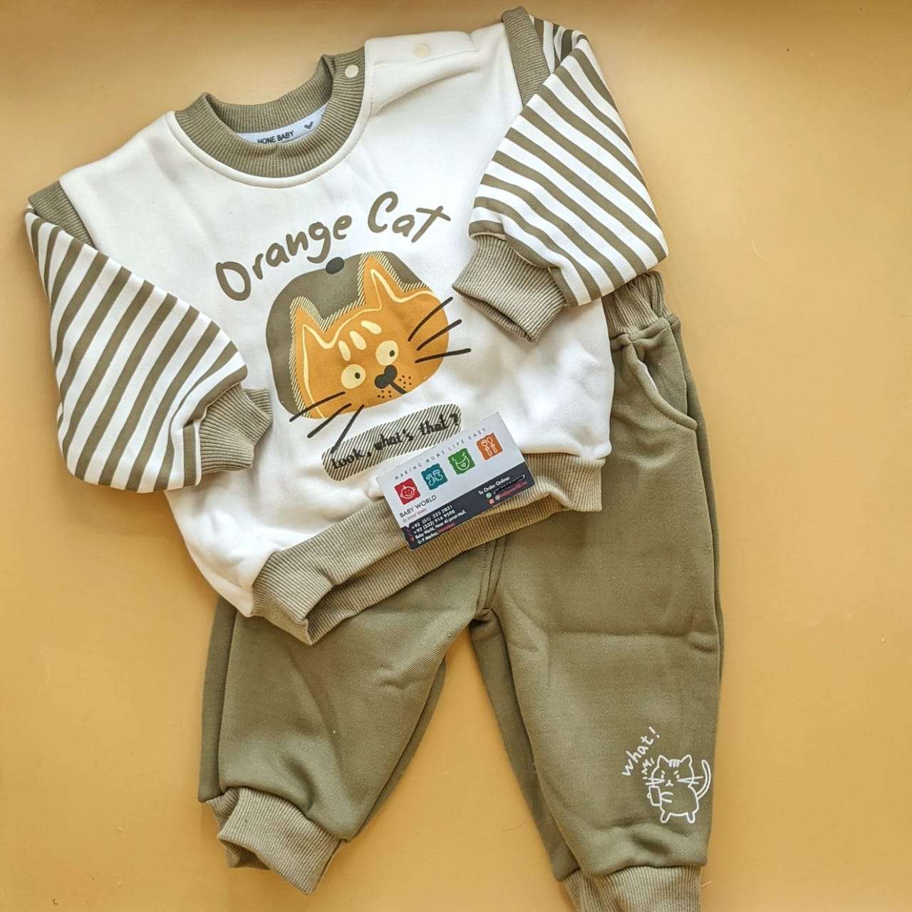 Premium Quality Baby Sweater Suit Set - Winter - Orange Cat - Image 5