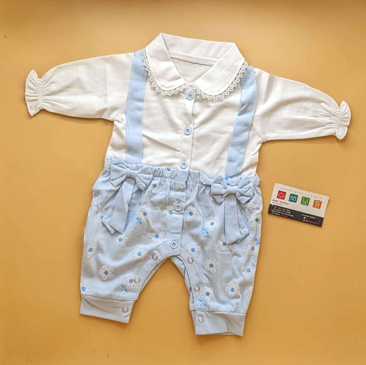 Romper - Full Sleeves - Floral/Stripes - Image 2