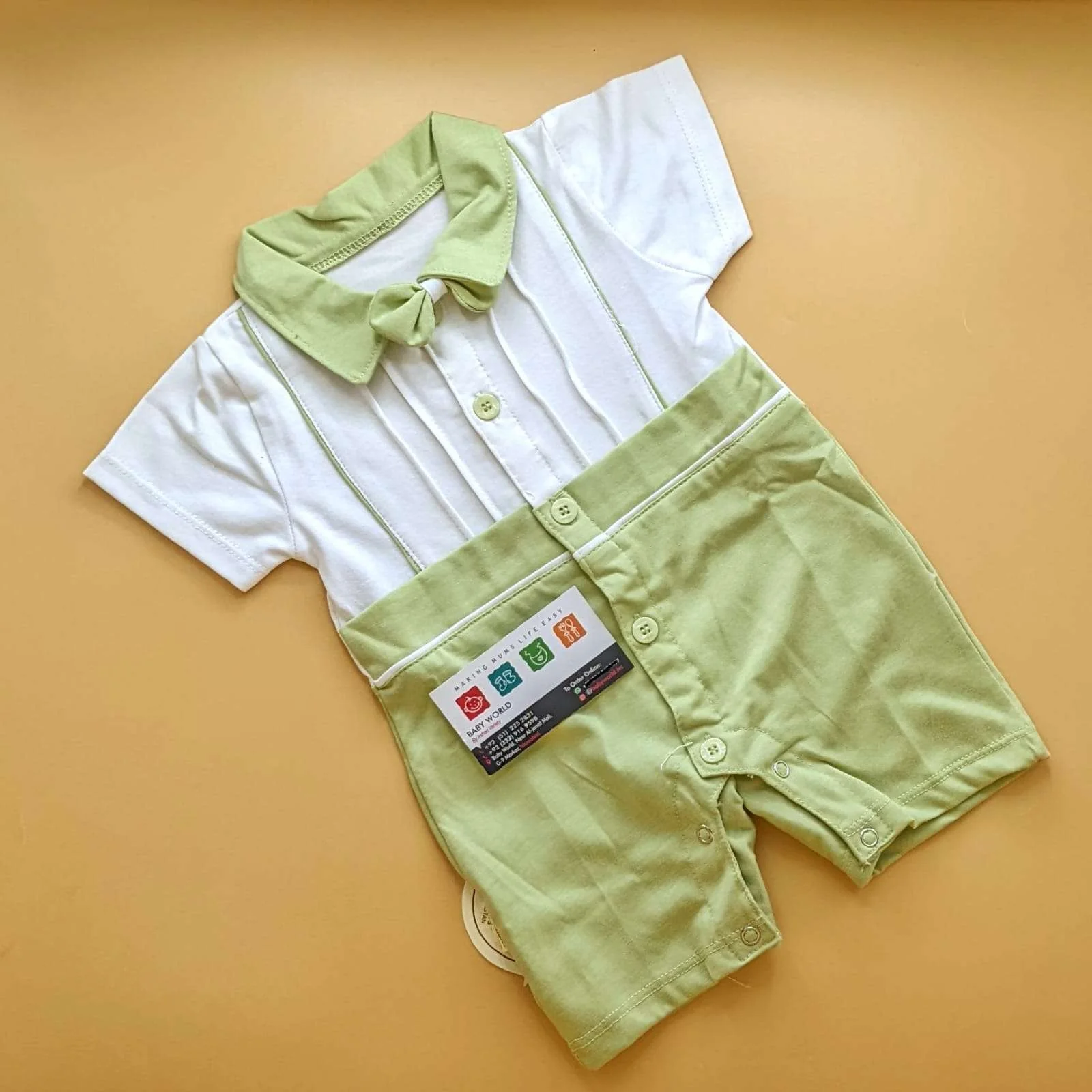 Romper - Half Sleevee - Bow/Lines - Image 5