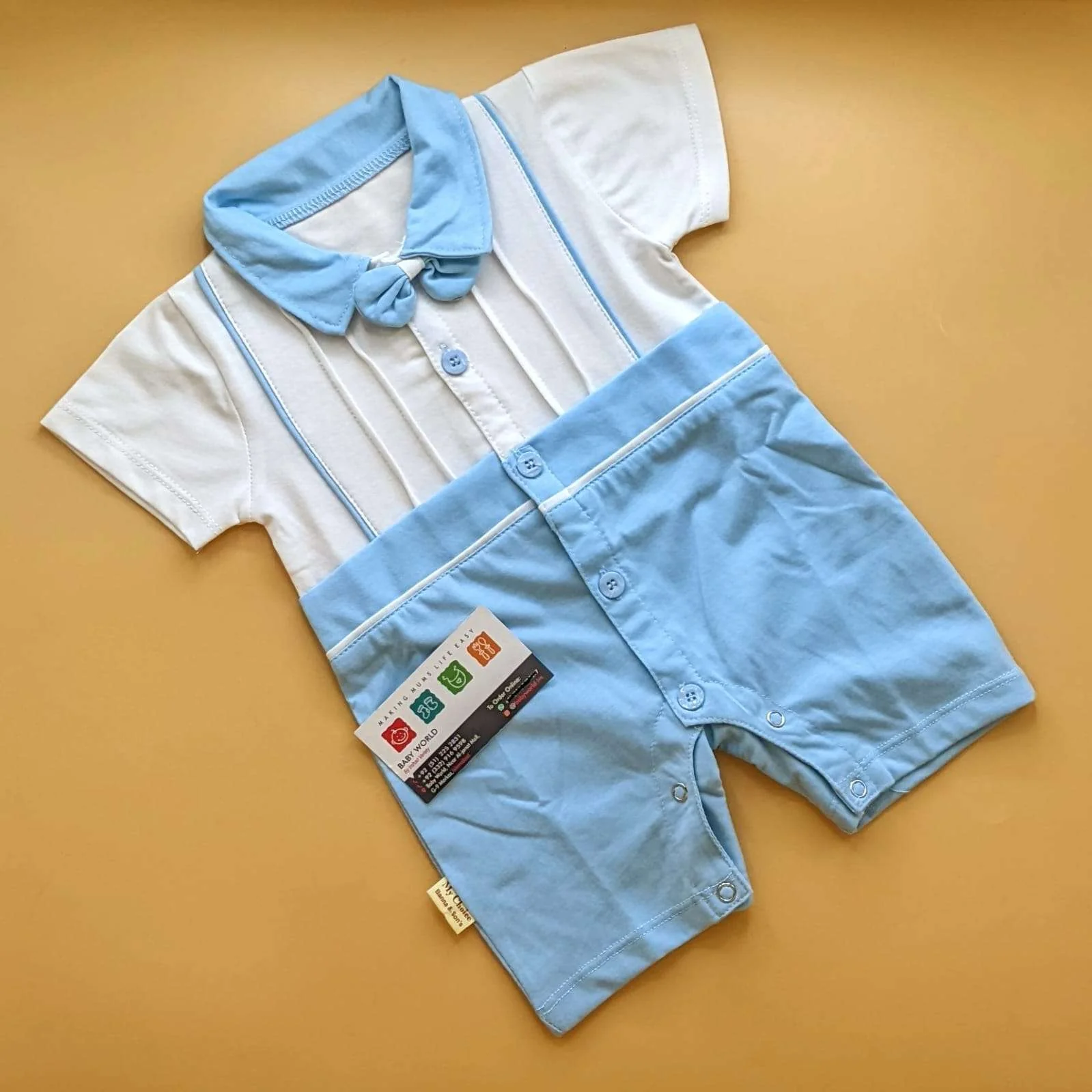 Romper - Half Sleevee - Bow/Lines - Image 6