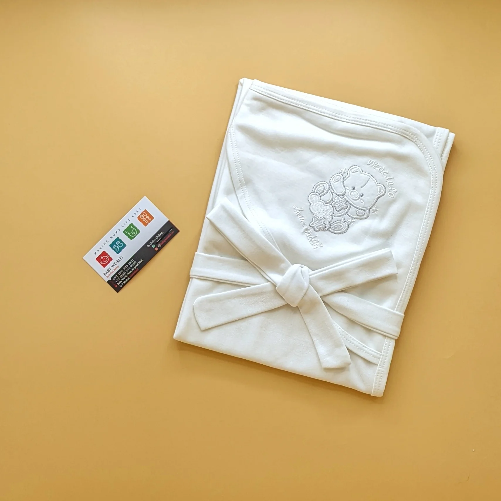 Wrapping Sheet with Belt - Bear - Off-white
